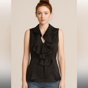 Ruffle silk brocade ruffle Tory Burch top blouse boho classic formal summer $300